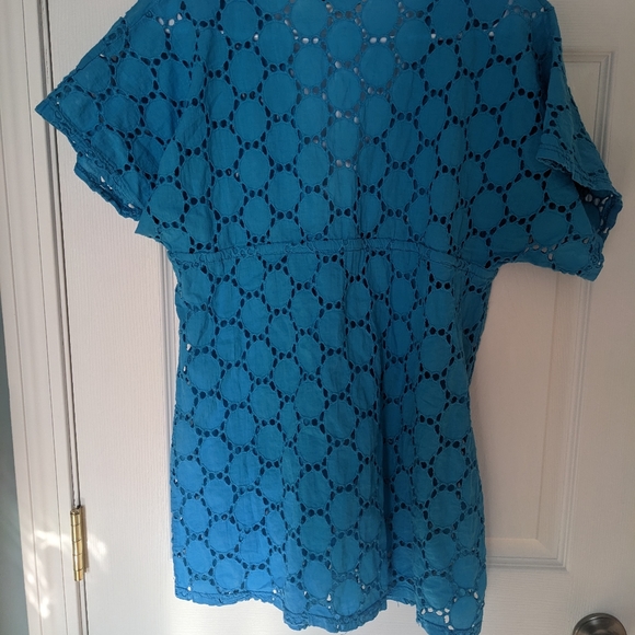 Jordan Taylor Deep Aqua Blue Eyelet Cover-Up Dress - Picture 2 of 3